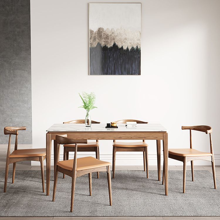 Rechthoek gesinterde steen witte eettafel Vintage 4 poten tafel voor eetkamer