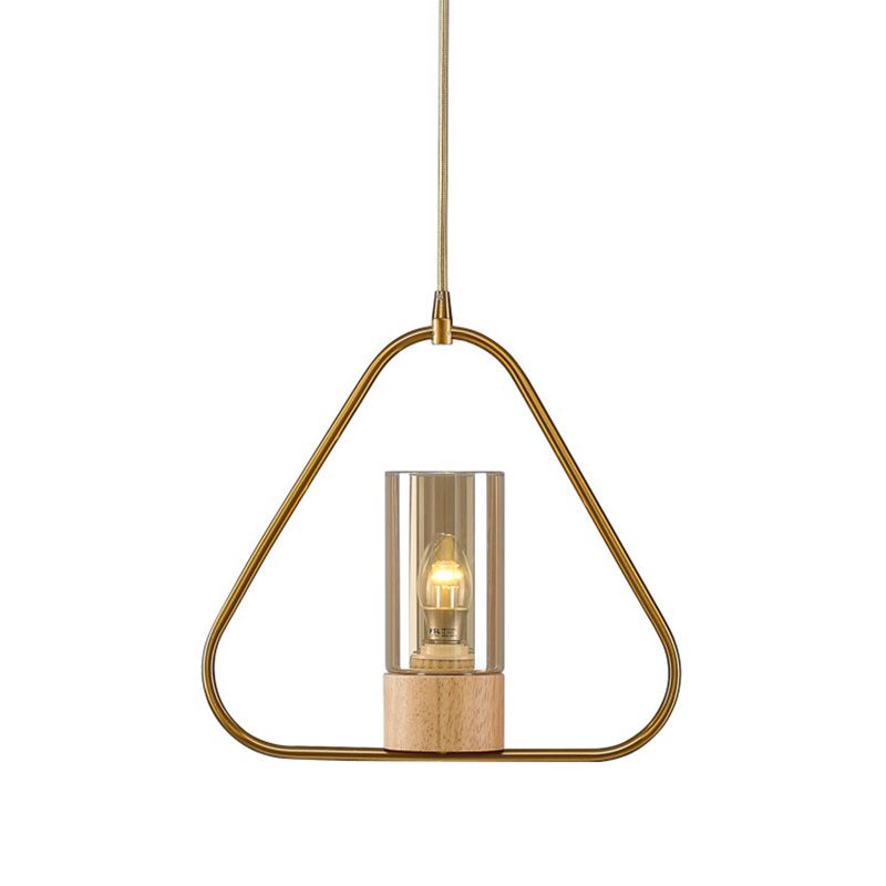 Triangle Drop Pendant Modernism Metal 1 Head Living Room Suspension Light in Gold