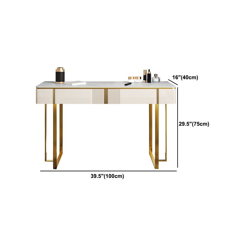 2-Drawer Vanity Makeup Table Set Vanity Stool in White - 29.53" H