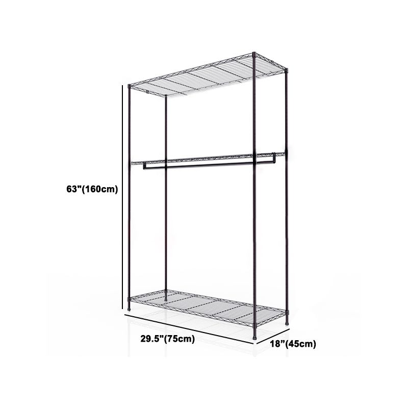 Black Contemporary Style Armoire Metal Steel Armoire for Bedroom