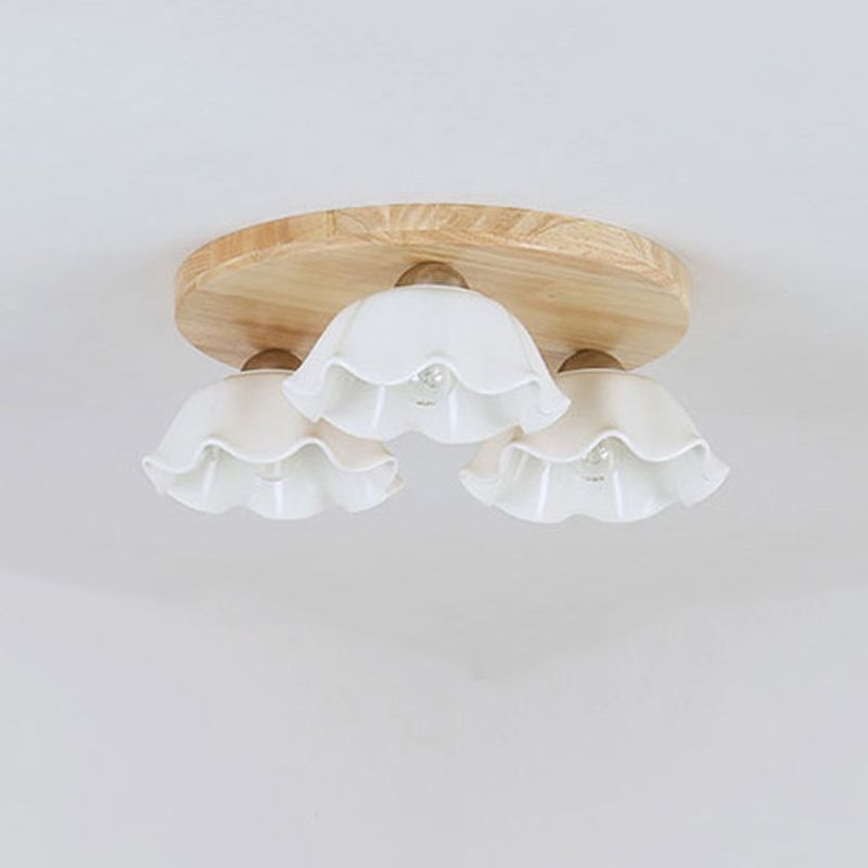 Ripples Shape Flush Light Modern Style Ceramic 3/5 Lights Flush Ceiling Light in White