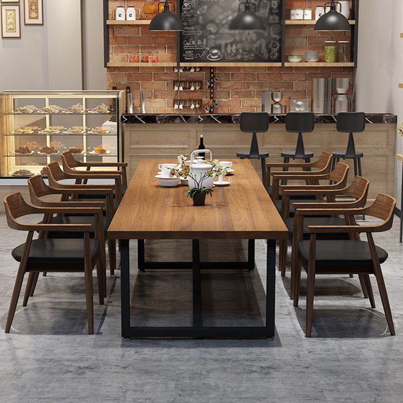 Industrial Solid Wood Table for Restaurant Dining Table with Trestle Base