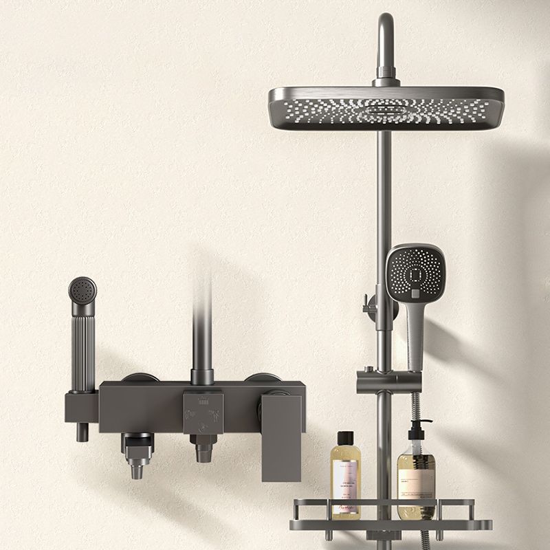 Modern Shower Trim Push Button Dual Shower Head Wall Mounted Shower Combo