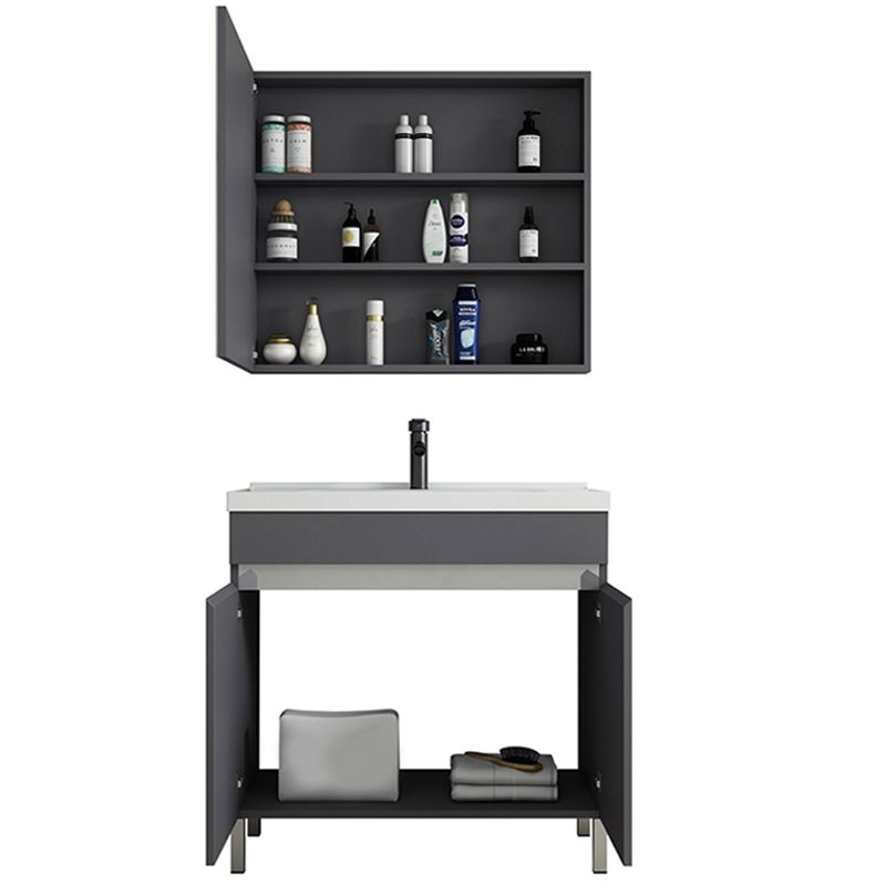 Gray Metal Vanity Sink Modern Free-standing Standard Space Saver Vanity
