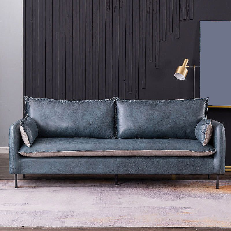 Standard Square Arm Sofa Set Contemporary Stain Resistant Sofa Couch with Pillows