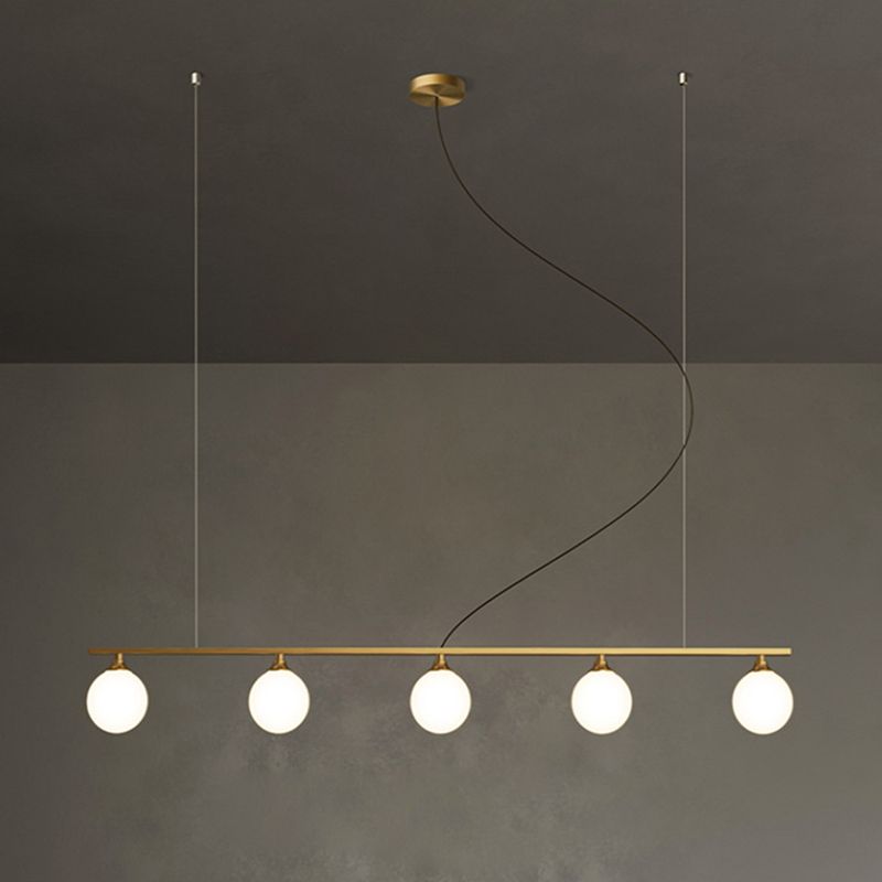 Simplicity Ball Shade Island Pendant Light Milky Glass Dining Room Hanging Light