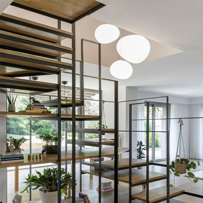 Wit kiezelvormige glazen ophanging Licht Moderne stijl Minimalisme Corridor Verlichtingsarmatuur met 70,8 "verstelbare draad