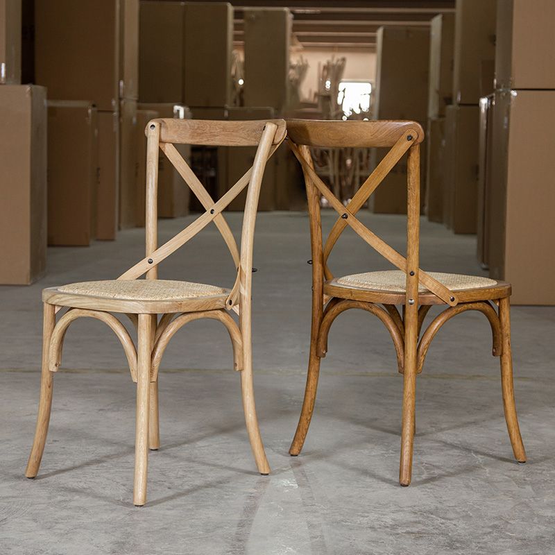 Chaise de salle à manger sans bras de style campagnard en bois courbé de hêtre avec dossier croisé
