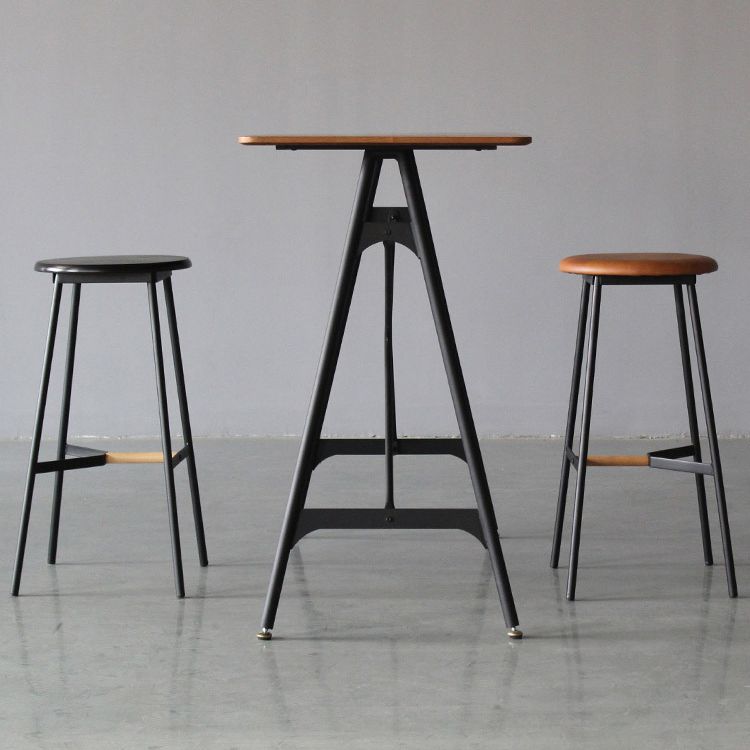 Modern Rectangle Bar Counter Table Wooden Dining Table with Metal Legs