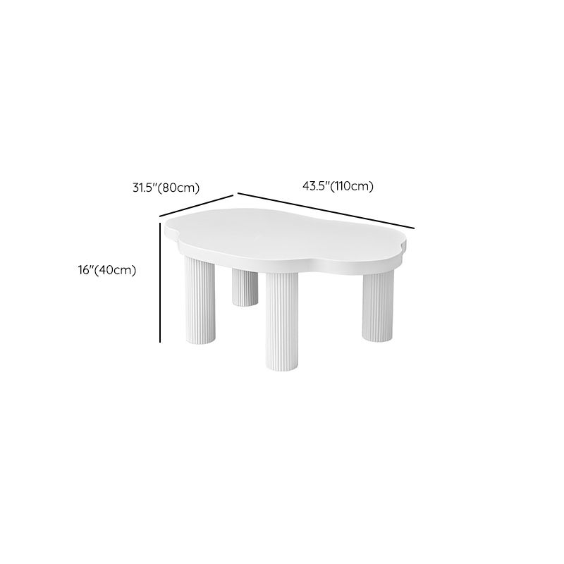 Contemporary White Coffee Cocktail Table Rectangle Wood Coffee Table Set
