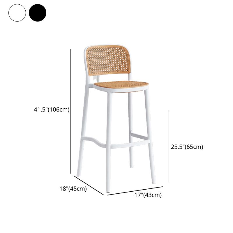 Contemporary Bar and Counter Stool Rattan Full Back Stool with 4 Legs