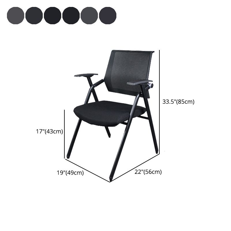 Black Metal Frame Modern Task Chair with Arms Conference Chair with Mid Back
