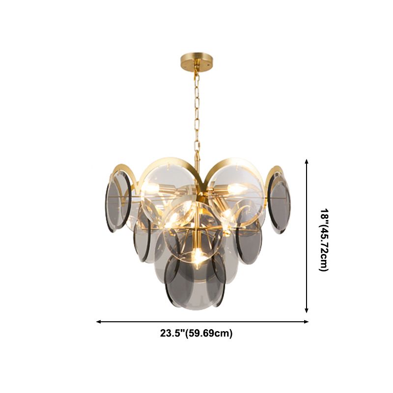 Nordic Metal Chandelier Geometric Pendant Lamps with Clear Glass for Living Room