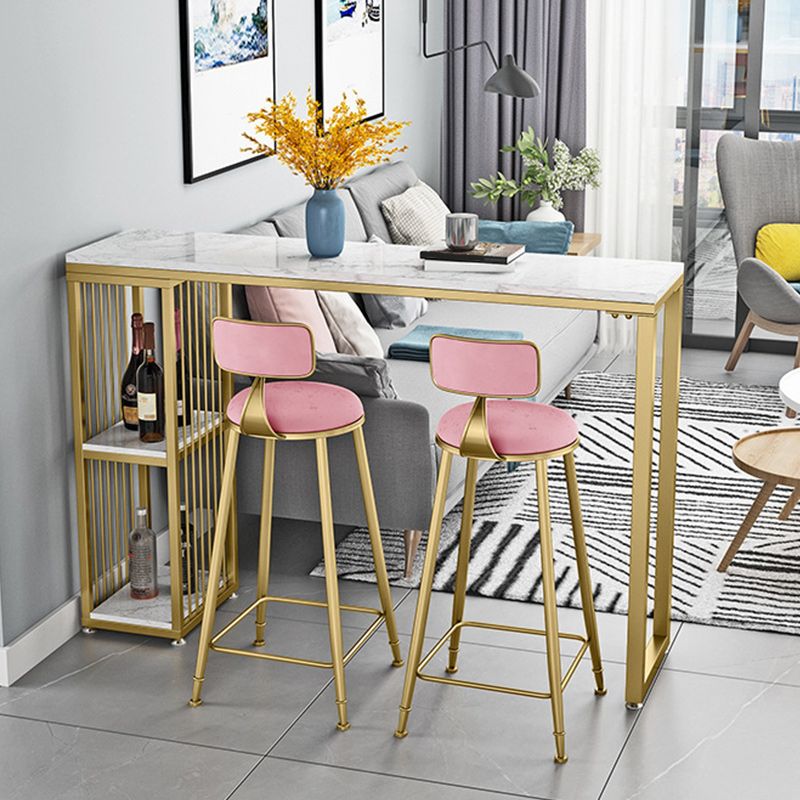 Glam Style 1/2/3 Pieces Faux Marble Bar Table Set Fixed Table Counter Set