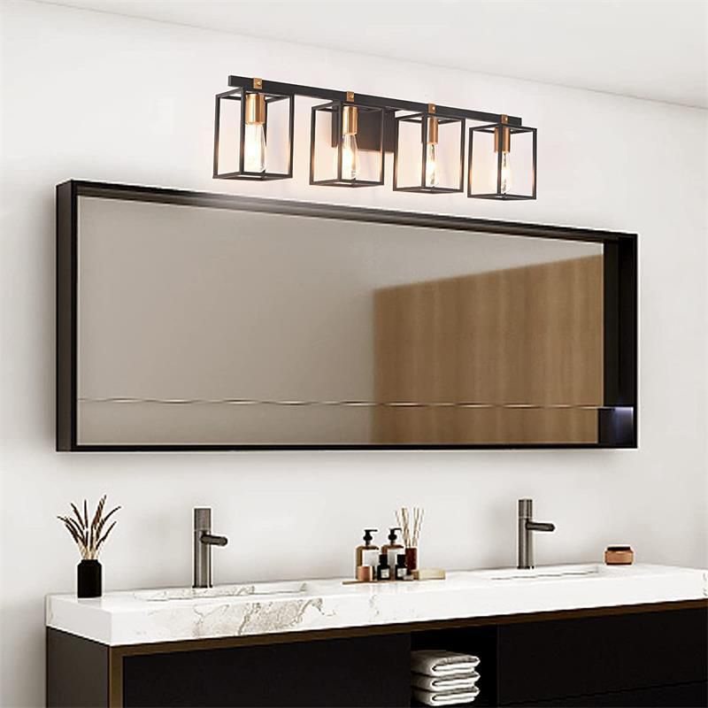Black 1/2/3/4-Light Modern Bathroom Vanity Light Metallic Bath Bar