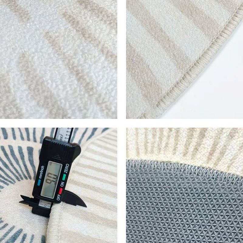 Beige Modern Area Carpet Stripe Pattern Polyester Area Rug Anti-Slip Washable Rug for Home Decor