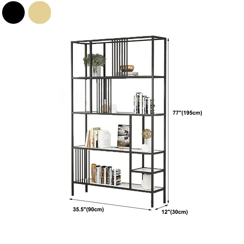 Contemporary Shelf Bookcase Metal Open Book Shelf with Shelves