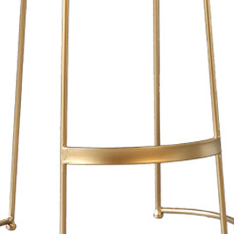 Modern Faux Leather Counter Stool Round Backless Bar Stool with Footrest