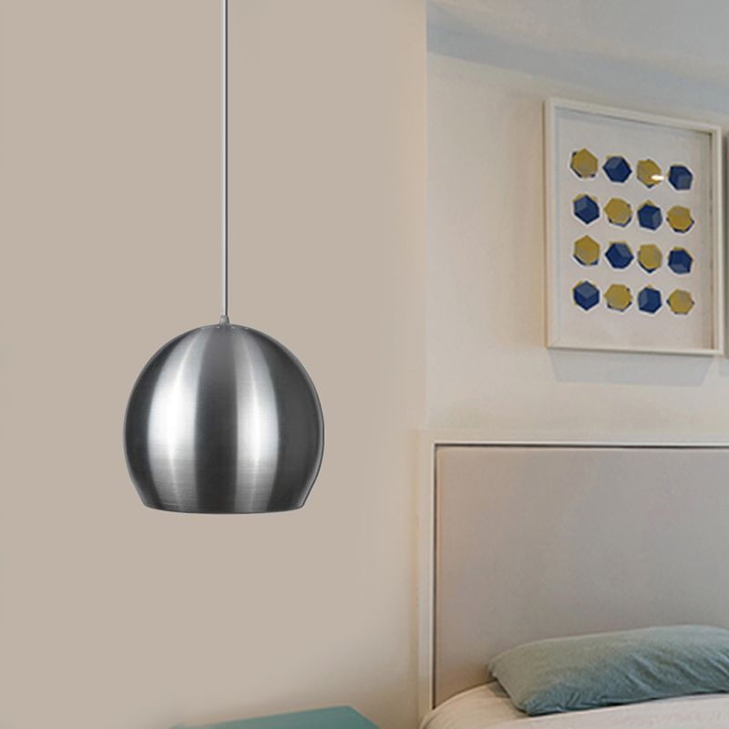 Satijn nikkel Dome Hanglicht Minimalisme 1 kop aluminium hanger verlichtingsarmatuur met ontluchting doorboordontwerp