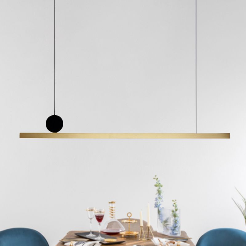 Lampada lampadina lineare Post Modern Brass Integrated Brass Hanging Freeture per sala da pranzo, 34,5 "/46,5" W