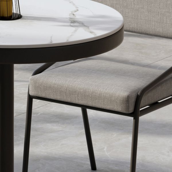 Metal Modern Round Dining Table Sintered Stone Top Table for Dining Room and Kitchen