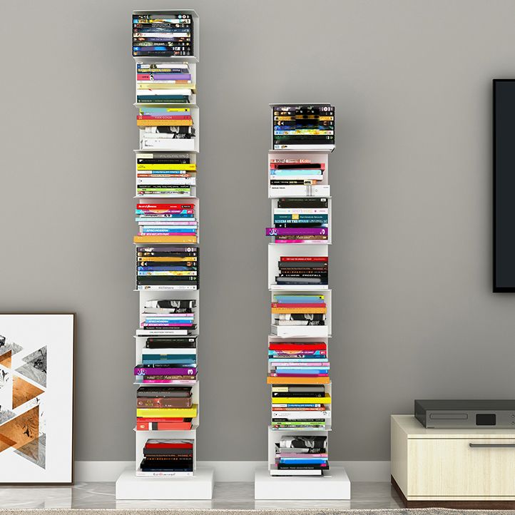 Modern Steel Bookcase, White, Geometric Bookshelf for Any Room