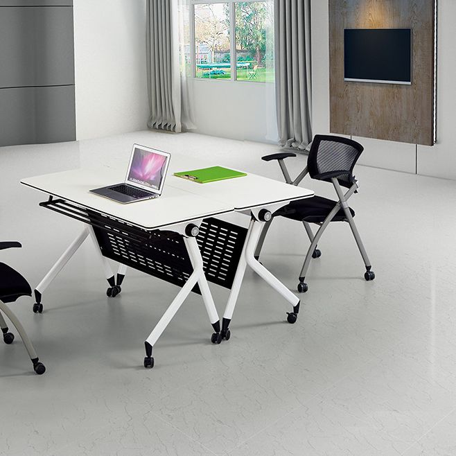 Contemporary Office Desk Rectangular Writing Desk with Caster Wheels
