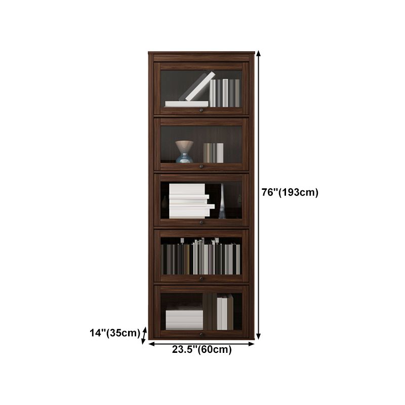 Espresso Shelf Bookcase Modern & Contemporary Bookshelf with Doors for Study Room