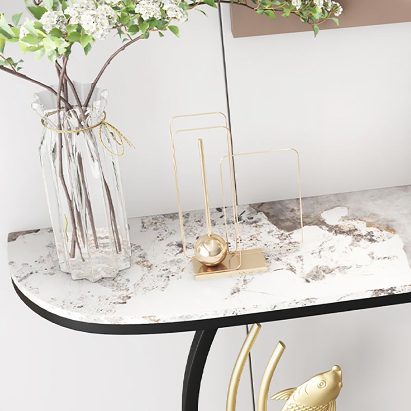 31.5" H Modern Console Accent Table Antique Finish Half Moon Console