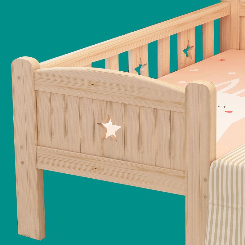 Washed Natural Solid Wood Nursery Bed Contemporary with Guardrail