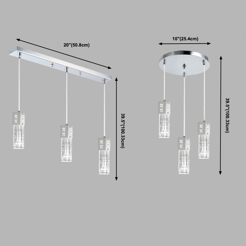 Lineaire hangende verlichtingsarmaturen Moderne 3-lichts heldere suspensielamp met kristalschaduw