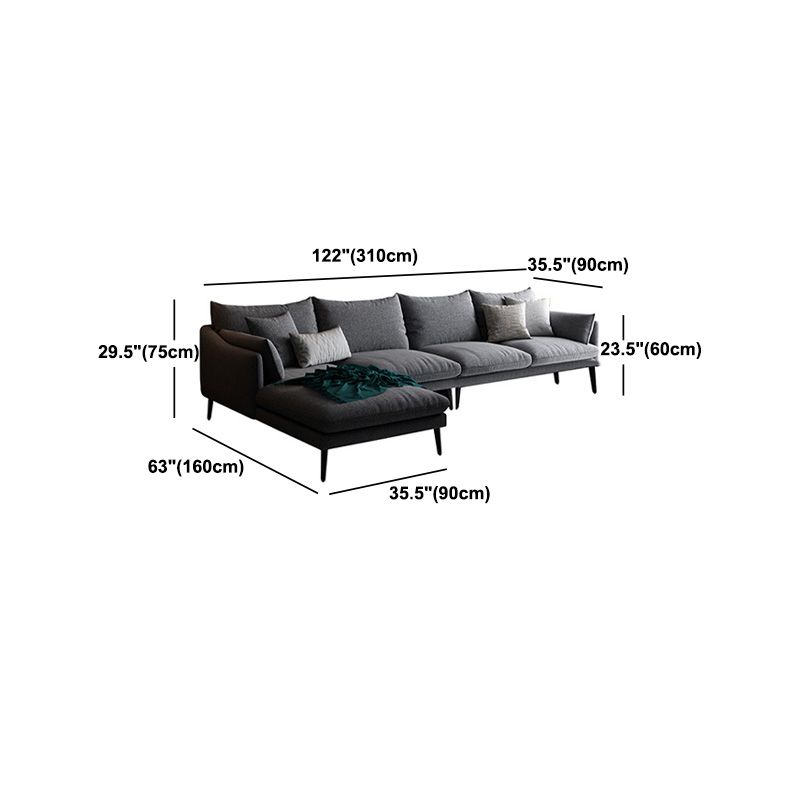 Gray 4/5-seater Sloped Arm Sectional Fabric Slipcovered Sectional