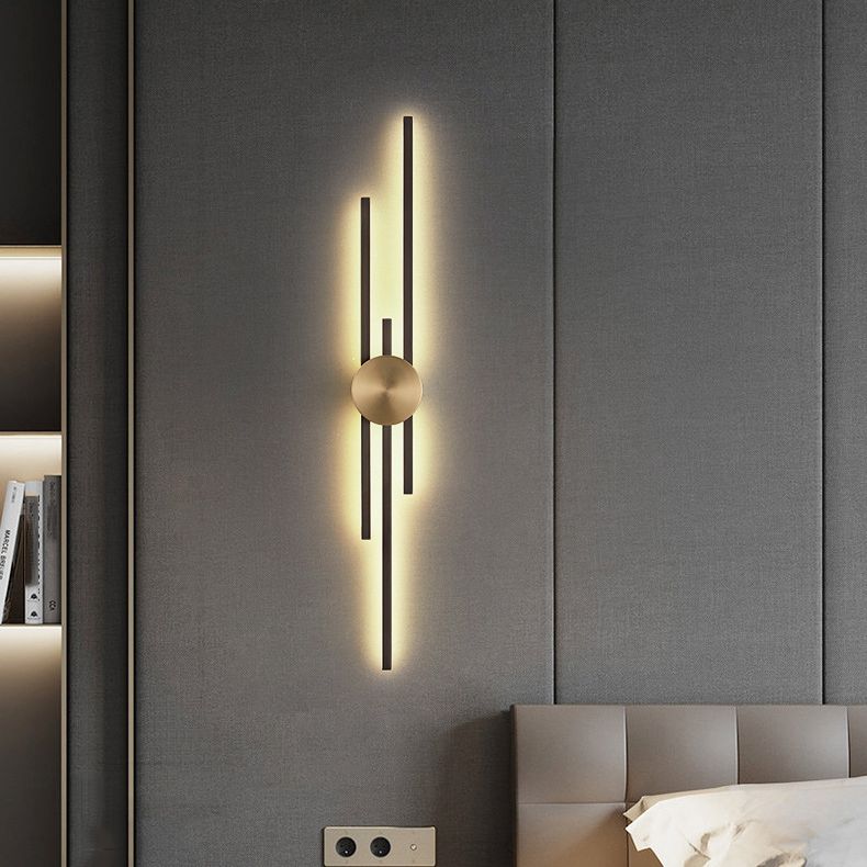 Metal Linear Shape Wall Light Modern Multi Lights Wall Mount Fixtures