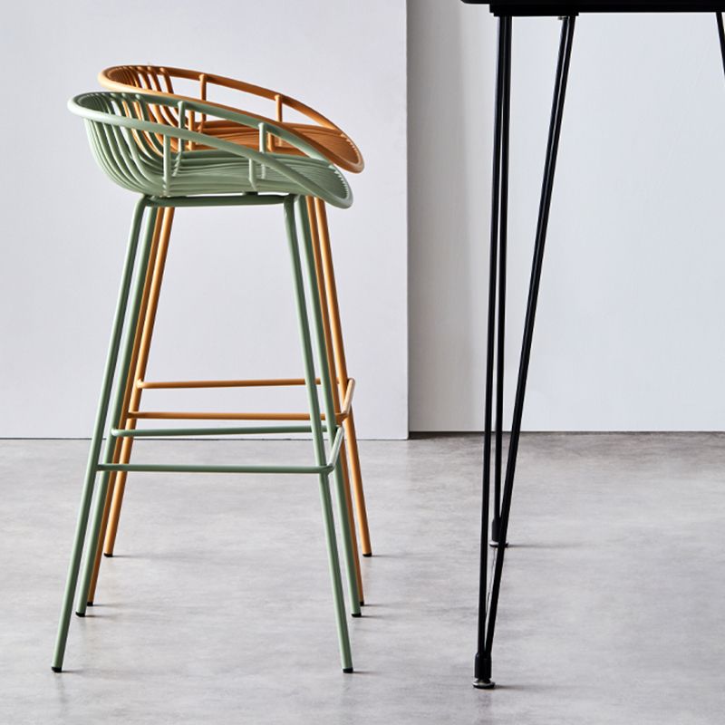 Modern Dessert Shop Low Back Stool Matte Finish Iron Bar Stool