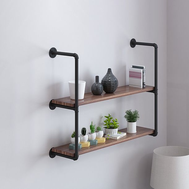 Wall Mounted Bookshelf Industrial Style Solid Wood Bookcase for Home Office