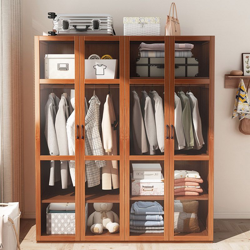 Modern Style Wardrobe Cabinet Solid Wood Clothes Rail Wardrobe Armoire