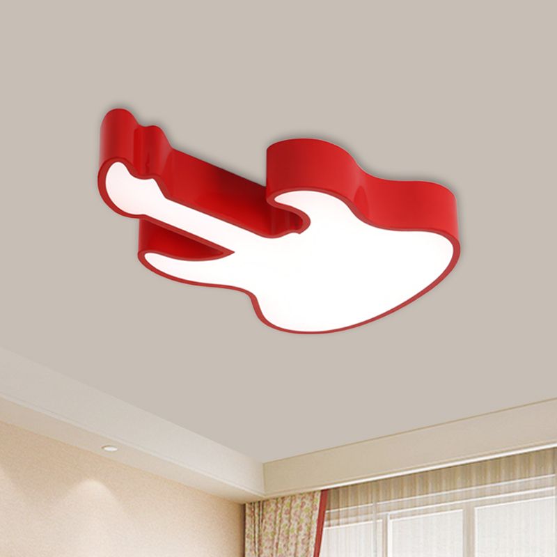 Acrylic Guitar Ceiling Lighting Modernist Red/Yellow/Green LED Flush Mount Fixture for Living Room