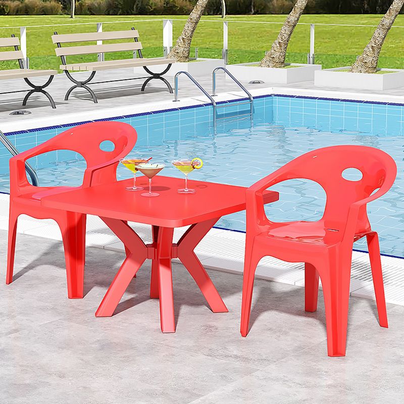 Modern Square Patio Dining Table 1/5 PCS Dining Set with Acrylic Chairs for Outdoors