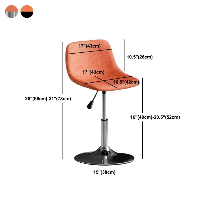 Contemporary Metal Barstool Faux Leather Counter Stool with Black Base for Home