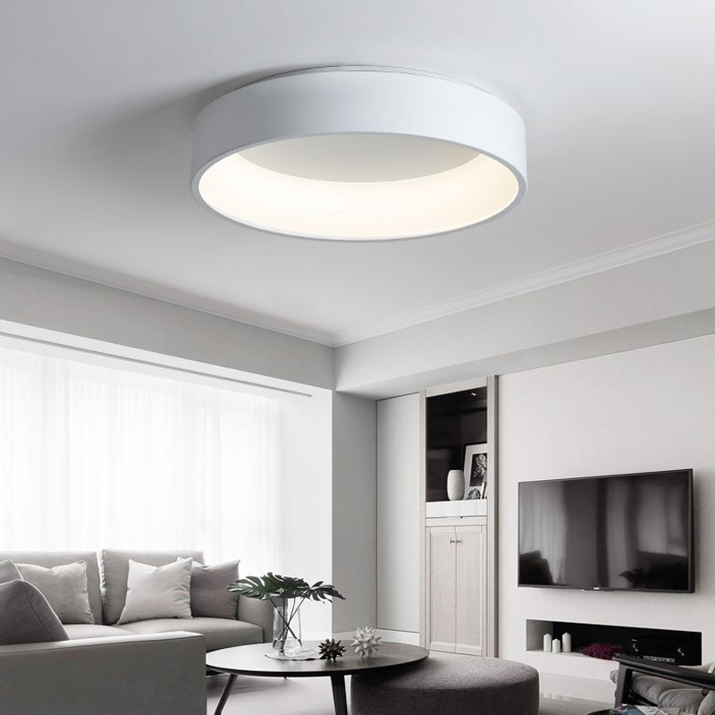 Plafonnier LED de forme ronde macaron moderne en aluminium 1 lumière encastré pour le salon
