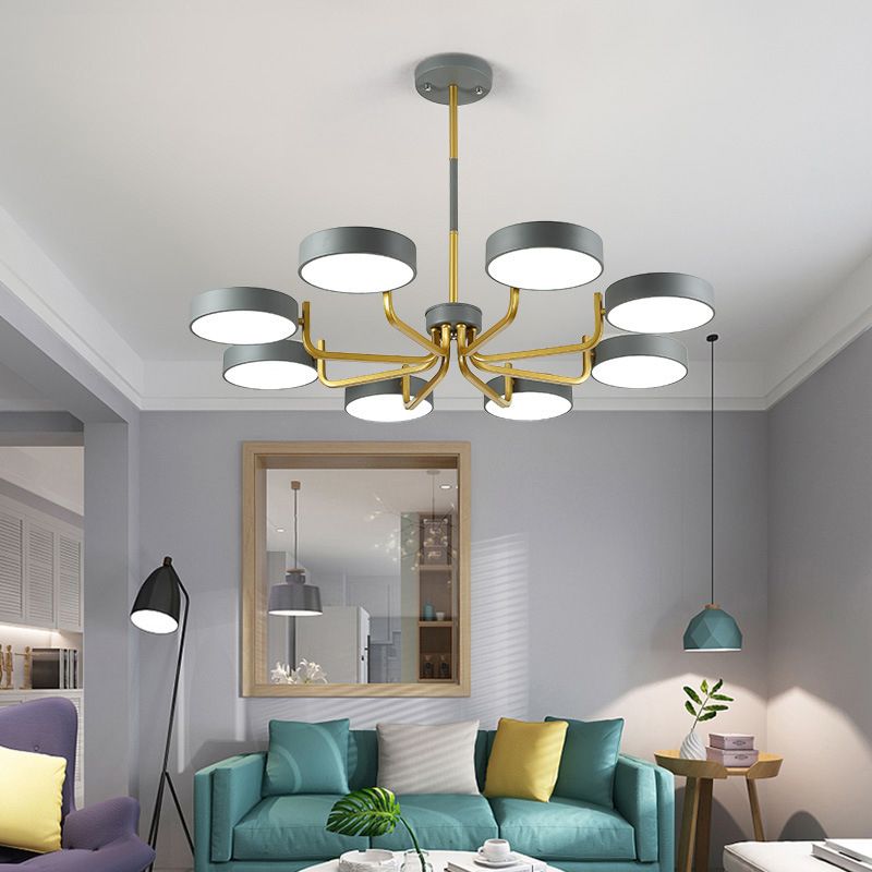 Nordic Round LED Chandelier Metallic Bedroom Living Room Suspension Lighting Fixture