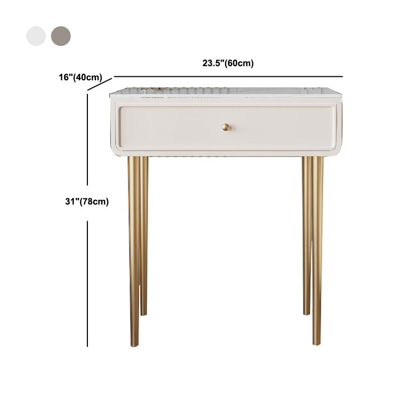 Luxurious Vanity Makeup Dressing Table Solid Wood Dresser with Metal Legs