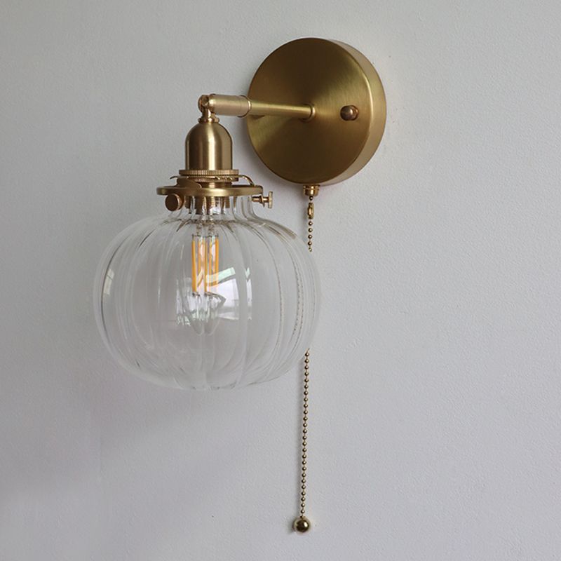 Lampada da parete a parete a sfera in stile industriale 1 illuminazione montata a parete leggera in oro