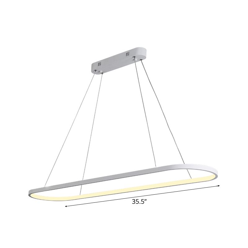 Simplicidad de colgante de caída ovalada acrílica 27 "/35.5"/47 "LED de techo colgante negro/blanco de ancho de ancho en la mesa en cálido/blanco/control remoto sin escalón de atenuación