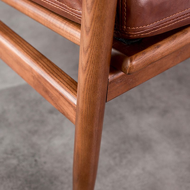 Contemporary Genuine Leather Accent Armchair Tufted Genuine Leather Arm Chair