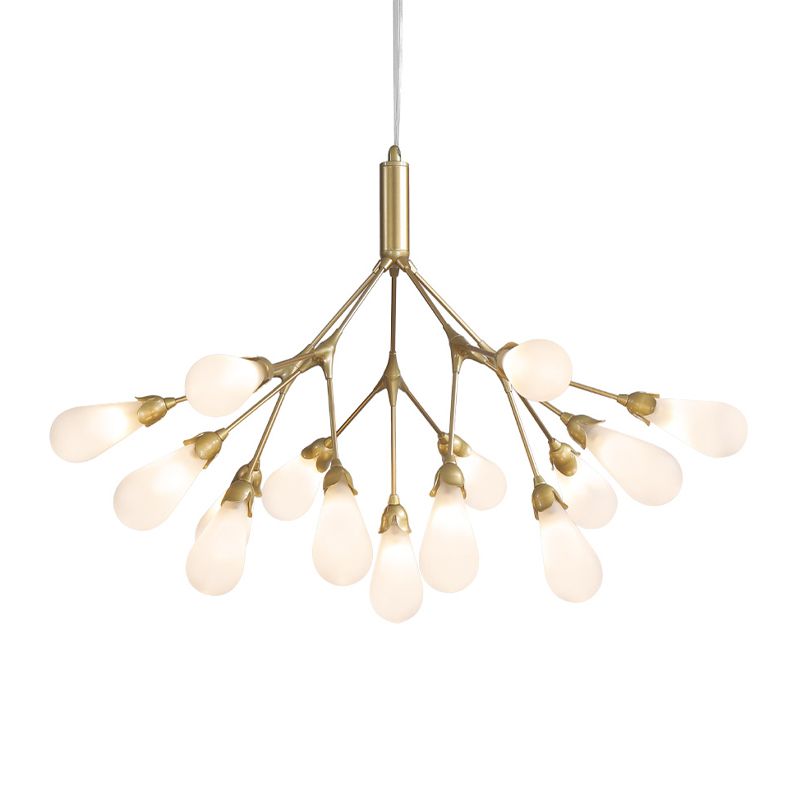 Wit glazen kroonluchter verlichtingsarmatuur moderne kroonluchter hanglamp voor woonkamer