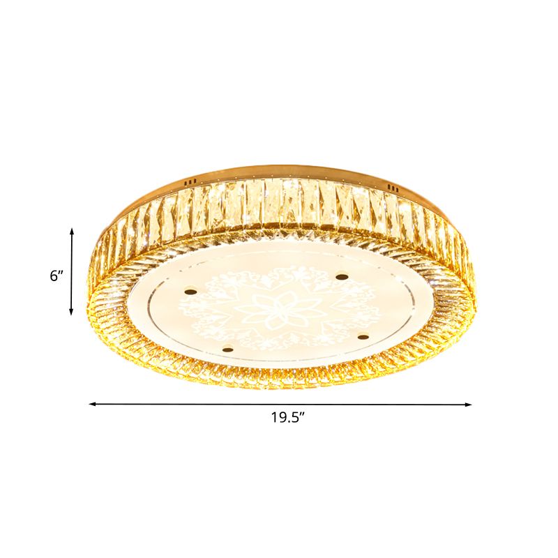 Drum Bedroom Flush Mount Light Clear K9 Crystal LED Modernist Flush Ceiling Lamp in Chrome