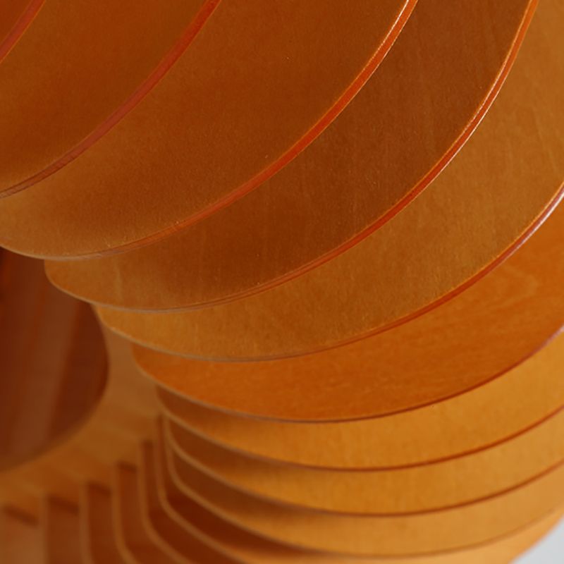 Japanese Style Pumpkin Hanging Light Wood Single-bulb Pendant for Dinning Room