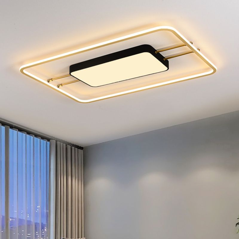 Moderne rechteckige LED-Unterputzleuchte aus Metall für das Wohnzimmer mit Acrylschirm