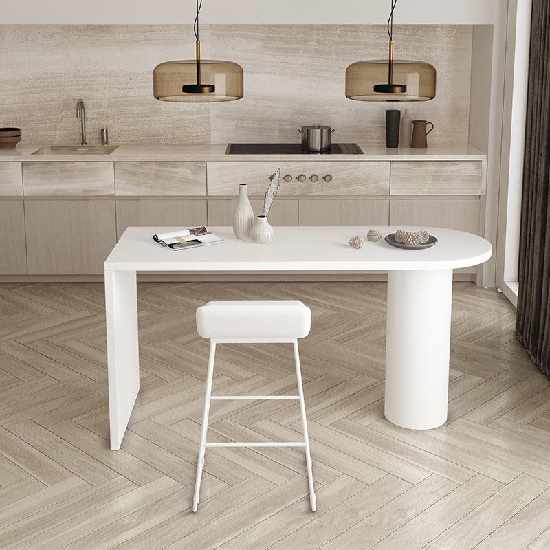 Contemporary Double Pedestal Bar Table White Solid Wood Bar Dining Table